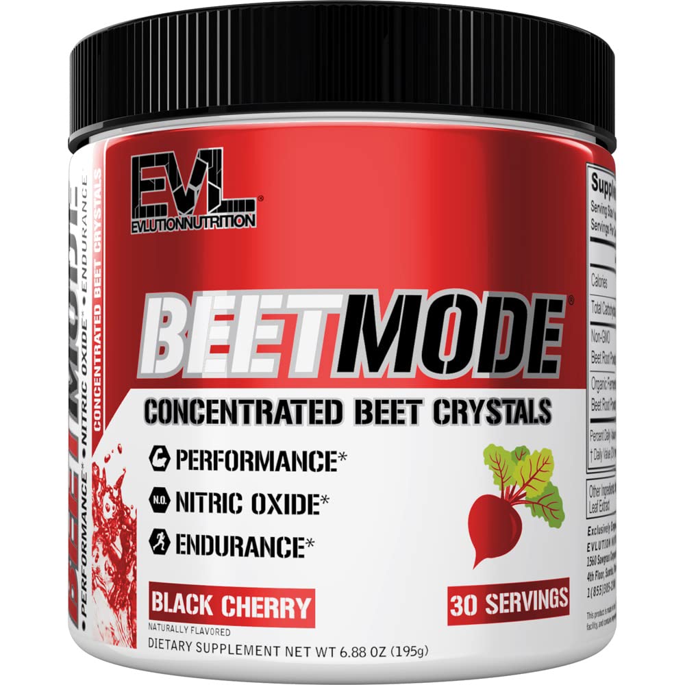 Evlution营养 BeetMode - Beet根粉 - Nitric Oxide Boster - Black Cherry Flavor - 增强能量和性能的前置或后置补充 - Vegan & Gluten Free - 30 services