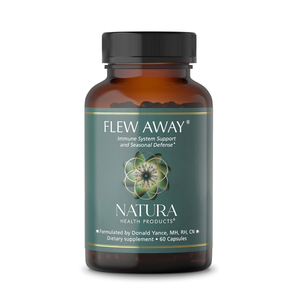 Natura 健康产品 Flew Away 补充品 - Immune System支持和季节性防御 - Featining Ginger, Elderberry, Propolis and Eucalyptus (60 Capsules)