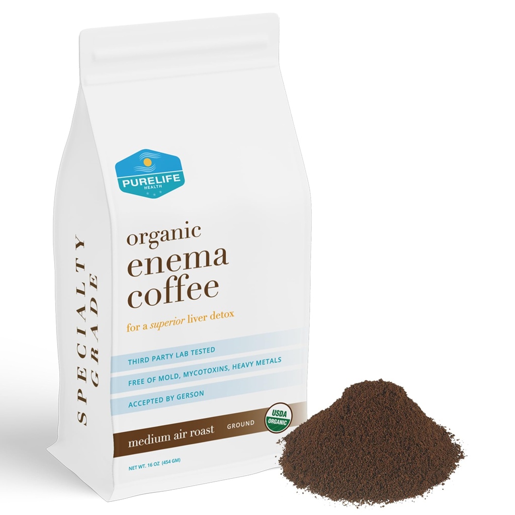 纯生命 Enema 咖啡 - 1磅 - 有机Gerson 特制 - 地面 - Mold & Fungus Free - Air Roasted Media / shiped Fresh - American own and operated 自2012年以来