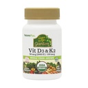Natures Plus of Life Garden Vitamin D3 & K2-60 Vegan Capsules - 促进骨骼支持,免疫功能,心血管健康和Mood平衡 - Vegan, Gluten Free - 60服务