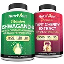 Nutrivein Premium Ashwagandha Capsules & Tart Cherry Capsules Bundle:高吸附Tart Cherry提取剂和Ashwagandha恢复、平衡和生命力补充剂
