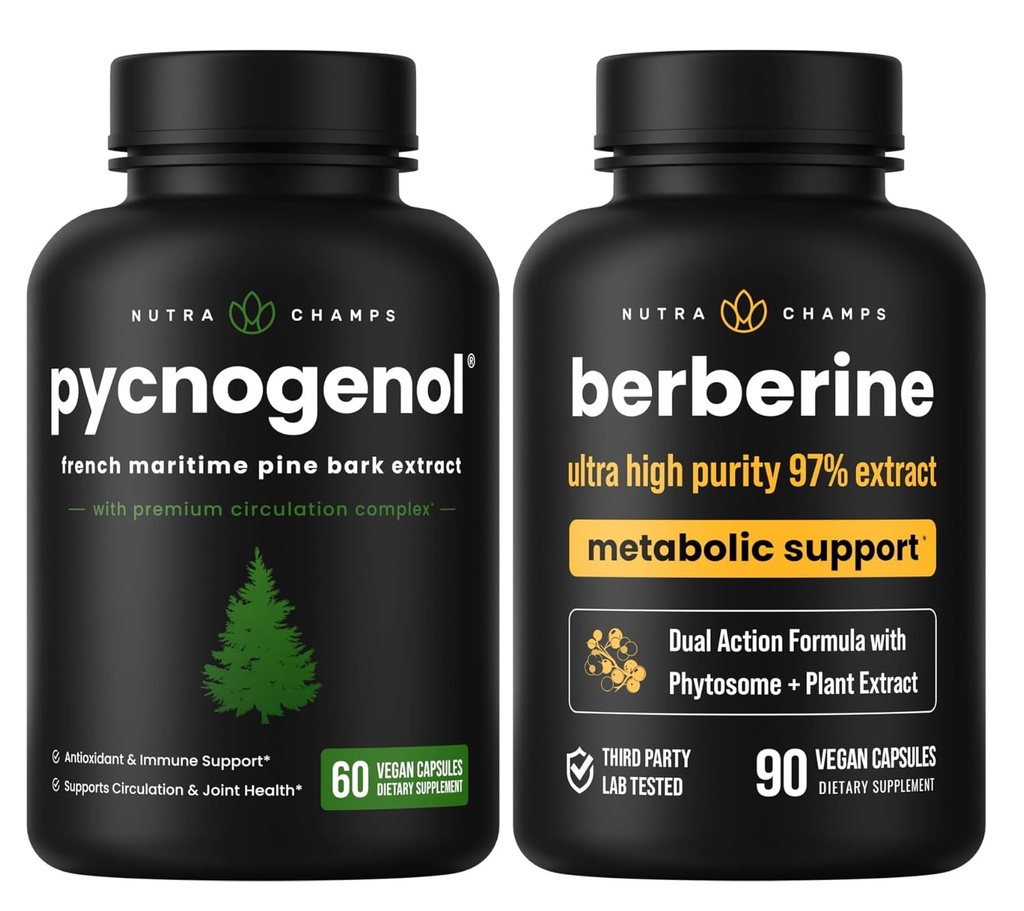 NutraChamps 完整的循环和元音提示: Pycnogenol 和 Berberine Duo