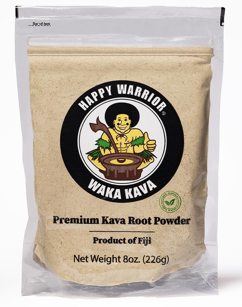 快乐战士卡瓦粉 - 来自斐济的Premium Noble Waka Kava - 8 oz