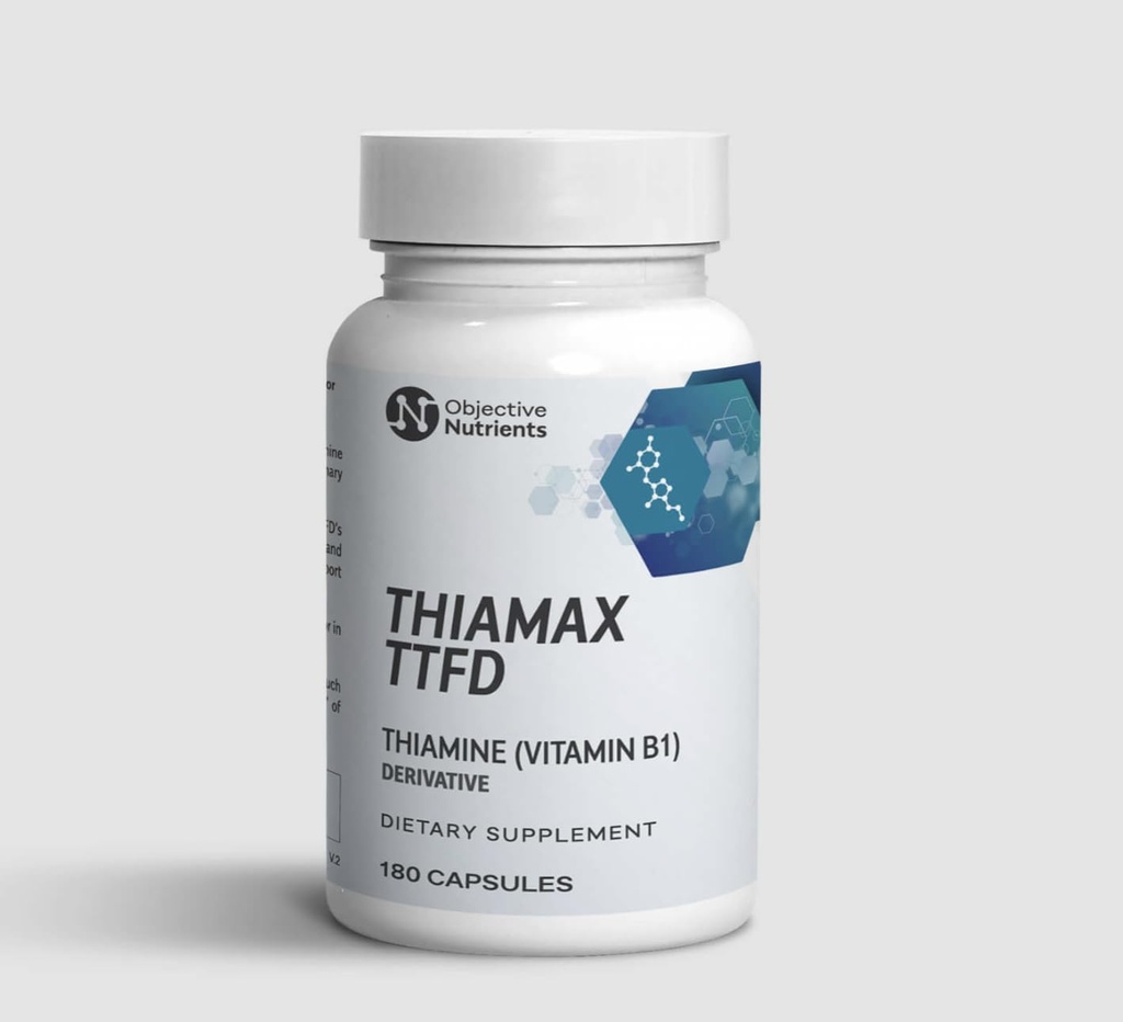 Thiamax维生素B1(Thiamine TTFD),原版,无毒填充器,支持能量代谢,高剂量,第三方测试,全部活性成分100mg,180计数
