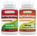 最佳自然产品 Serrapeptase 40000 SPU & Nattokinase 100 Mg