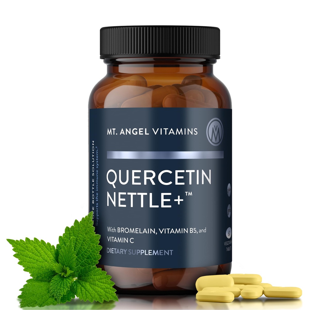 Mt.天使维生素 Quercetin Nettle+ - 支持过敏性健康与辛纳斯健康,与布洛梅兰一起使用Quercetin,为季节性健康而制作,CGMP认证,美国制造,60块片