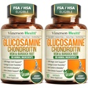 Glucosamine Chondroitin MSM – 用Glucosamine Sulfate 1500 mg, Chondroitin 和 MSM 联合支助补充剂 用于卡蒂拉基,联合健康和弹性 2 Pack, Vegan