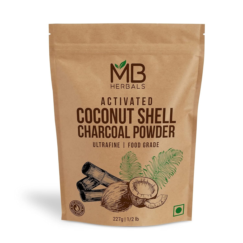 MB草药从椰子壳8 oz (227 gram / 0.5 LB) 活化炭粉 QXTERNAL USE只用于 QX脸包和 Masks| 肥皂制作 QX牙粉