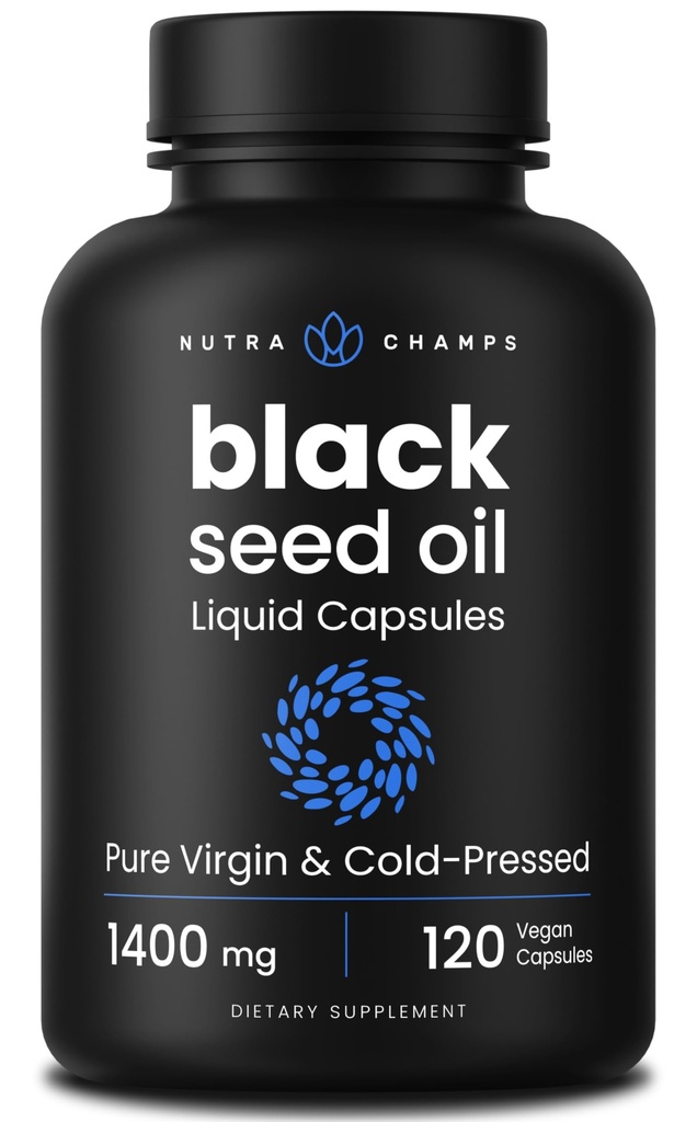 NutraChamps 黑籽油有机冷压 120 Vegan Softgel 圣母奈杰拉 萨蒂瓦药丸 配有维生素E和Thymoquinone 富含 Omega 3 6 9 未精炼的黑胶种子油盖