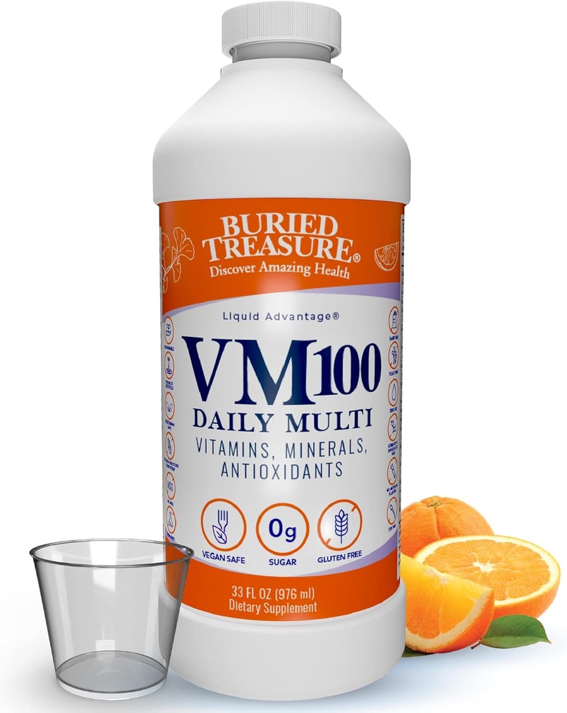 埋藏宝藏 VM100 每日多功能——32种服务,液态维生素矿物 配多斯杯