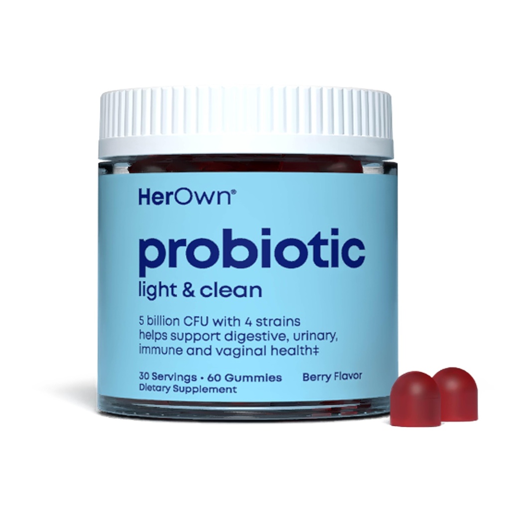 她自己的Probiotic & Prebiotic Gummy, 支持消化健康, 提倡健康的气质, 支持免疫健康, 5亿 CPUs, Gluten and Soy Free, Vegan, 60 Gummys, 30 services (Pack of 1).