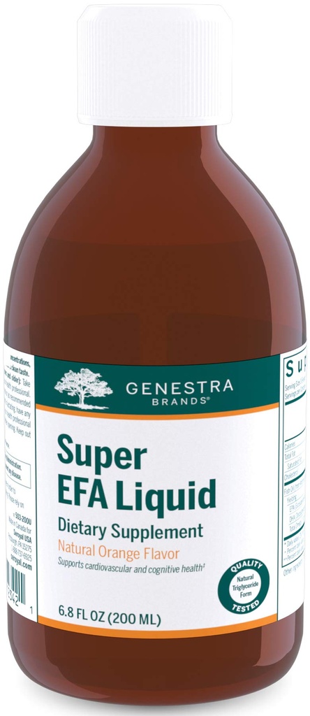 Genestra Brands Super EFA Liquid | Supports Cardiovascular Health, and the Development of Brain, Eyes, and Nerves in Children* | 6.8 Fl Oz | Natural Orange Flavor