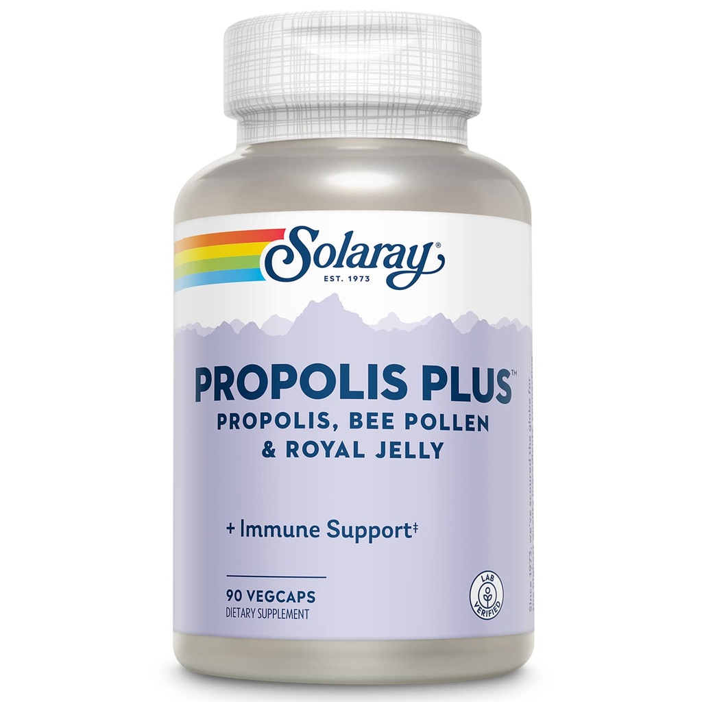 SOLARAY Propolis Plus 与 Propolis, Bee Pollen & Royal Jelly 共同支持健康免疫系统 90 Veg Caps