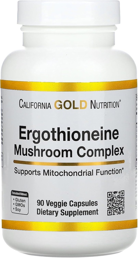 加利福尼亚金营养 Ergothioneine 蘑菇复合物 有机麦竹桃 有机牡蛎 有机狮子的马恩蘑菇提取物和L-Ergothioneine 90 Veggie Capsules