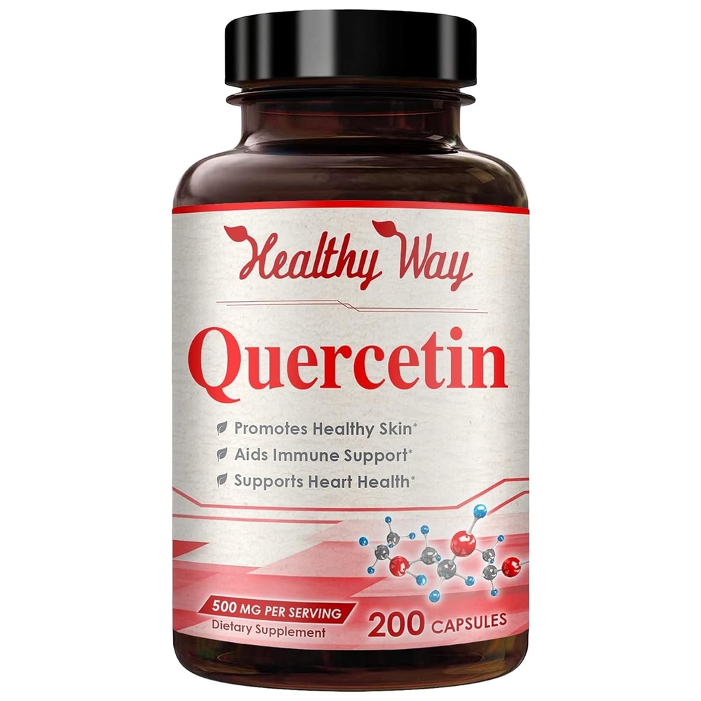 高强度Quercetin 500mg Capsules - 曾经每日强抗氧化剂Quercetin 补充心脏老化皮肤脑和免疫支持 - Vegen Friendly Gluten-Free Made in the US (200 services)