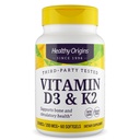 健康原产地 维生素D3 & K2 - 维生素D3,50 mcg - 维生素K2,200 mcg - 易食用维生素D & 维生素K 补充剂 - 非GMO & Gluten - 无糖补充剂 - 60 Softgels