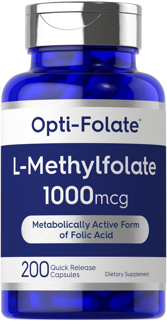Carlyle L Methylfolate 1000mcg → 200 Capsules → 数值大小 → 优化与激活 → 非GMO, Gluten Free → Methyl Folate, 5-MTHF → 由 Opti-Folate 编写