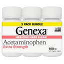 Genexa Clean Acetaminophen 500mg 额外力量,Dye 自由疼痛 解热器,0% 人工添加剂,成人疼痛药,解热头痛,背痛,小关节炎疼痛,300片