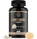 有机狮子 Mane 大脑支持 饮食 补充 Premium Lions Mane 蘑菇 提取 - 90 Capsules