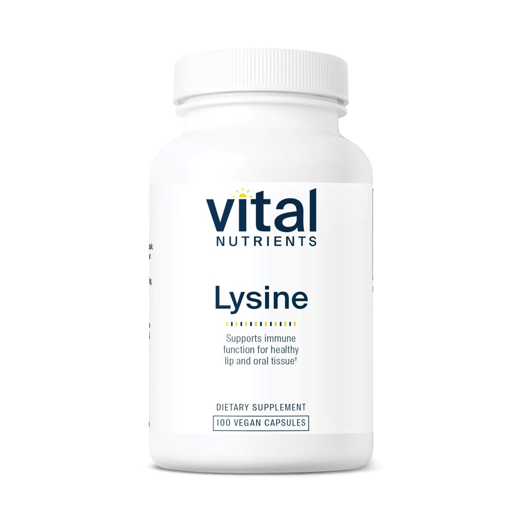 生命营养素 Lysine + Lysine 补充剂支持健康的唇和口腔组织 + Immune 支持补充剂 推动钙吸收 → Gluten,乳品,Soy Free → → Non-GMO → 100 Capsules