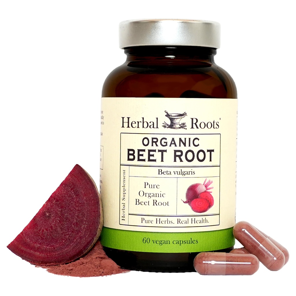 草根 有机甜菜根 粉末 每服1,500毫克 - 认证 USDA 有机 - 非 GMO - 60 Constitute Vegan Capsules