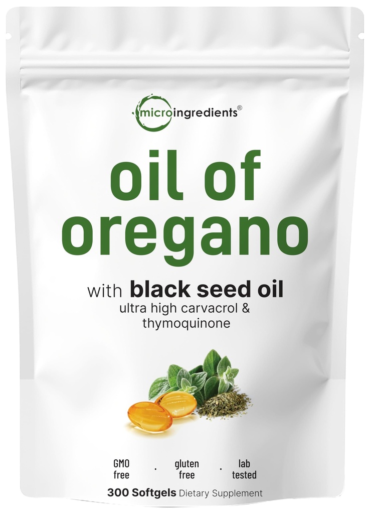Oregano Softgels的微成份油,300 ×××2 ××1 与黑种子油, 4X 强卡瓦罗尔和Thymoquinone → 厂基,非GMO, & Immune 支持