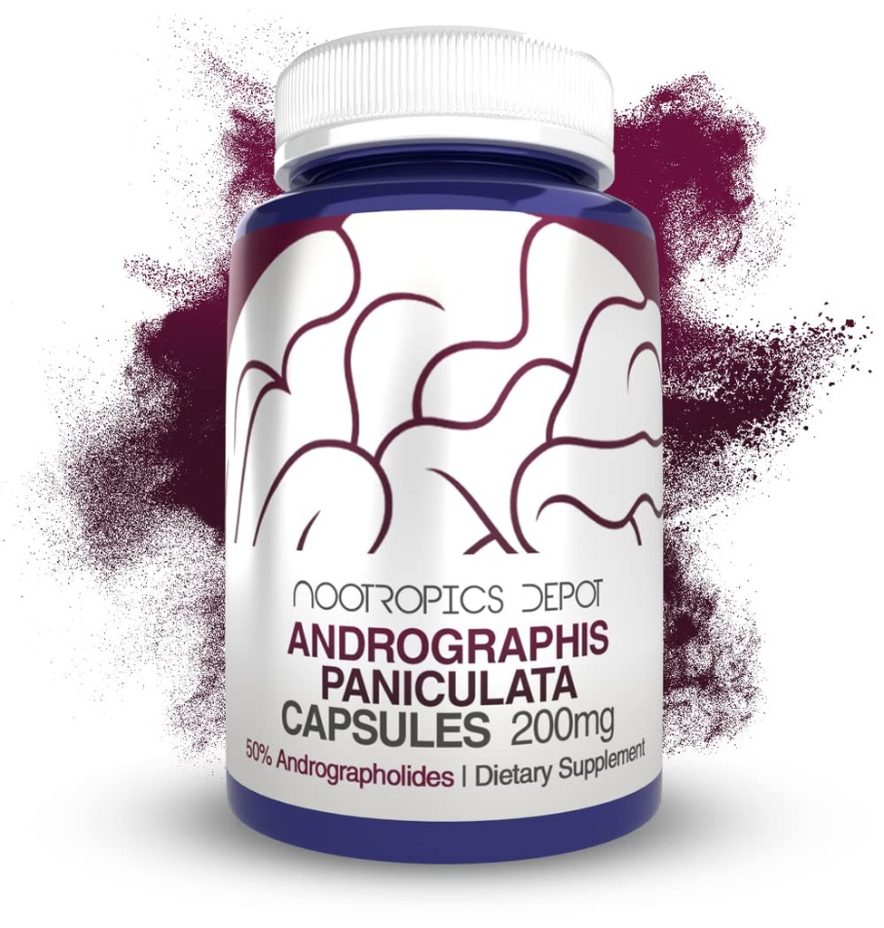 Andrographis paniculata Capsules | 200mg | 60 伯爵 Andrographolides | 50% 支持 Imune 函数 | 支持细胞函数