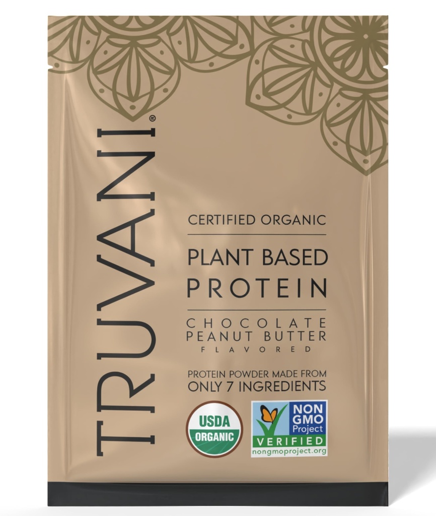 Truvani Vegan Pea 蛋白质粉 巧克力花生酱 20g 有机植物基蛋白 1 服务 Keto Gluten & Dairy Free → 低碳 → 无添加糖