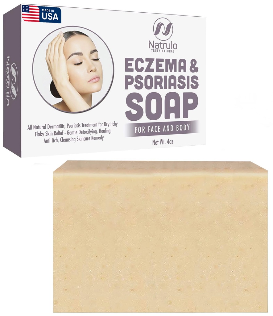 Eczema 肥皂巴用于面部和身体 – 所有天然皮肤炎,Psoriasis 治疗干痒发烧皮肤 – Gentle 解毒,治愈,抗痒,清洁皮肤护理 – Eczema 皂巴