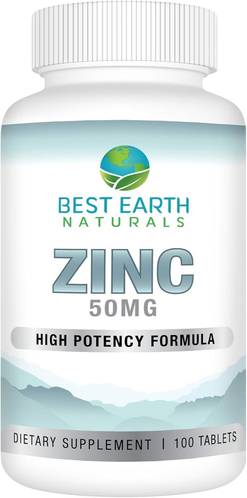 Best Earth Naturals 50 Mg Zinc 补充剂 - Immune 支持补充剂 - 高概率天然抗氧化剂 - 100块(100天补充剂)