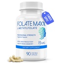 FolatMexx L-Methylfolate 15mg 90 Capsules 专业活性甲基Folate 5-MTHF 补充 QQ 男女甲基化Folate 非GMO,Gluten Free(供应3个月)