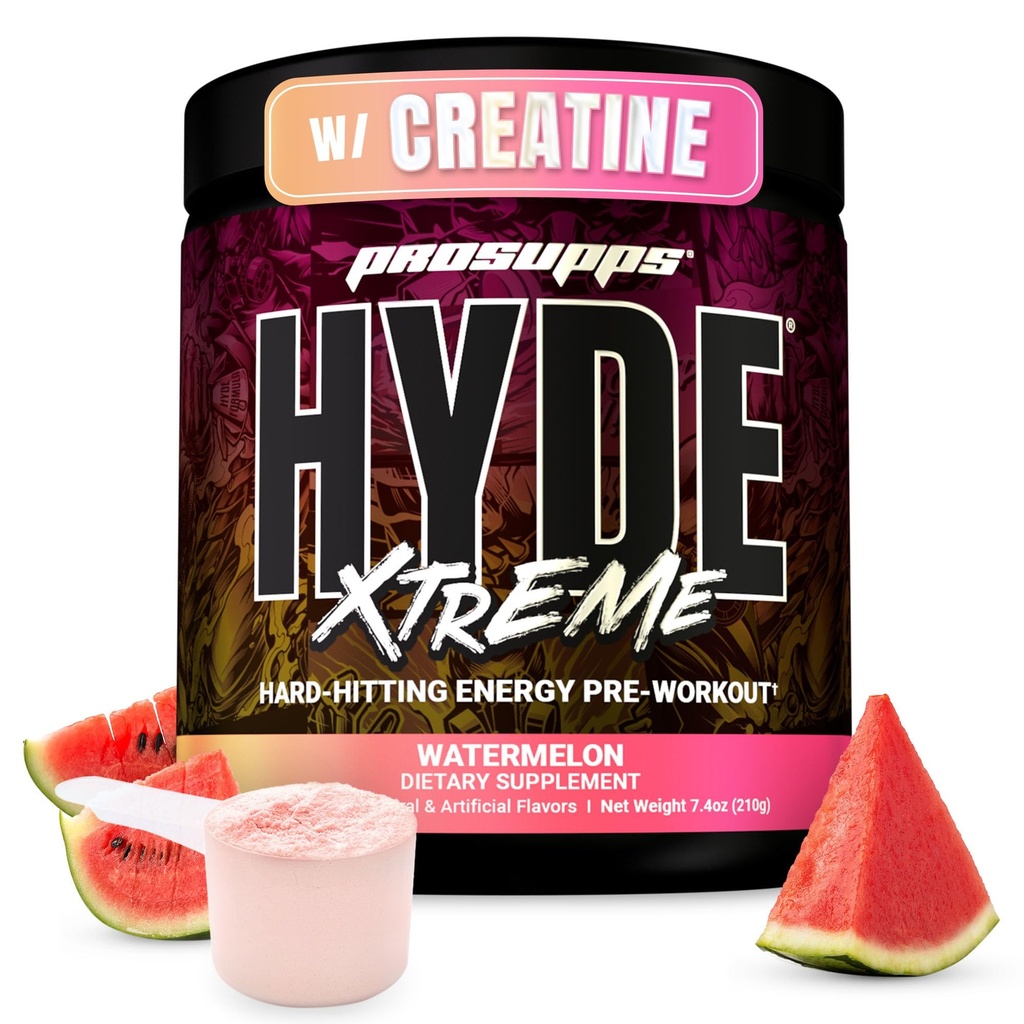 PROSUPS先生 Hyde Xtreme Pre Workout Powder with Creatine, Beta Alanine & Cafeine – Extreme Energy, Pumps, Focus & performance - 适合男女体格和体格的补编(Watelon,30名服务员)