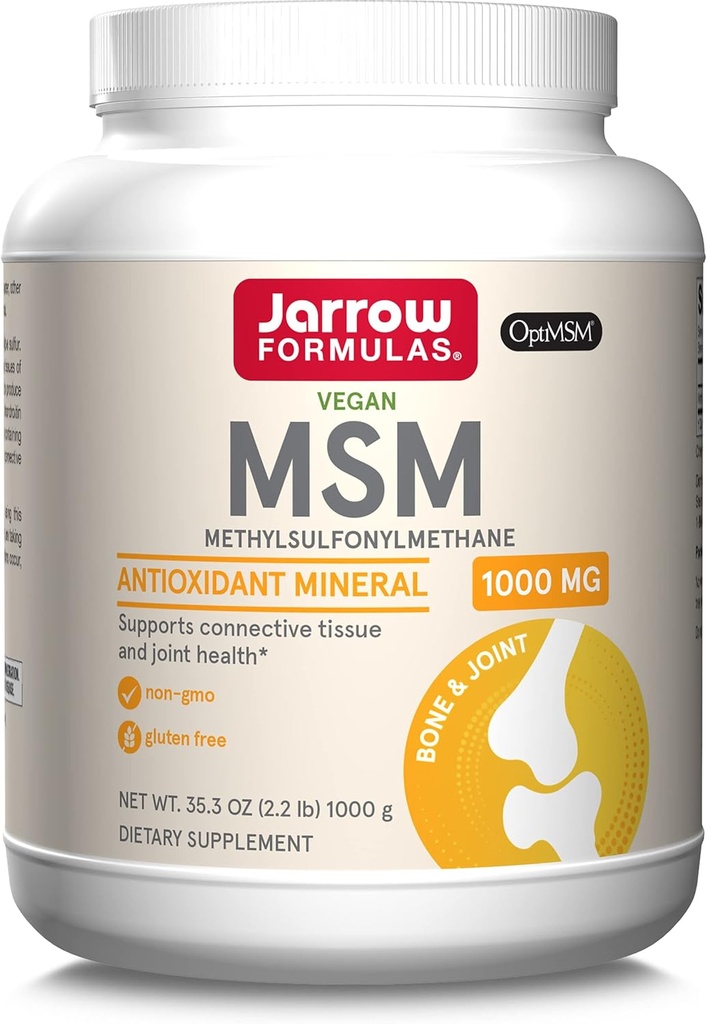 Jarrow Formats MSM粉,甲基磺酰甲烷,1000mg,抗氧化矿物,联合健康补充和皮肤支持,2.2 lbs, Aprox. 1 000名服务人员