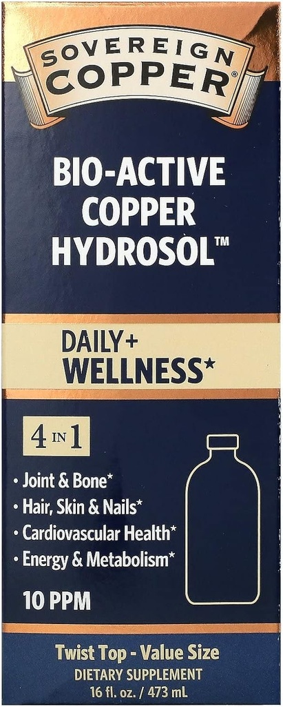 主权银 天然免疫 生物活性铜 水溶液, 10 ppm 16 oz 液体