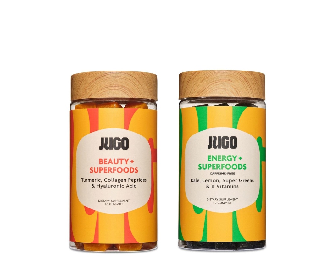 JUGO Beauty + Energy Gummys Bundle – Collagen, Biotin & Vitamin B12 – 支持头发,皮肤,钉子和自然能源 – 厂牌和无胶质