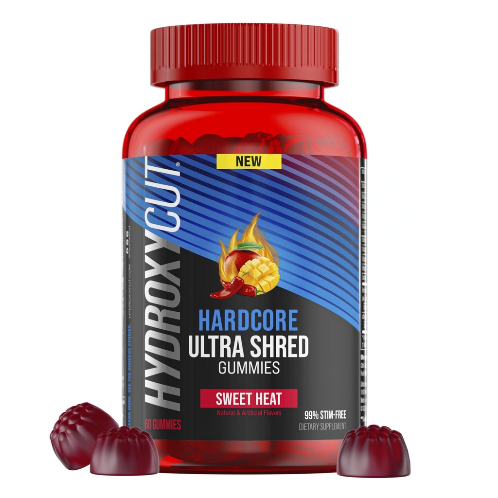 Hydroxycut Hydrcore Ultra Shred Gummys, Sweet Heat - 99% 无兴奋剂 - 包括Capsaicin和B维生素 - 用于妇女和男子