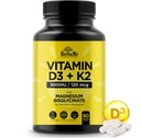 维生素D35,000 IU + K2 配以镁比斯格利化剂,用于最大吸收 → 90 Capsules → 免疫支持 → 促进心、骨和肌肉健康