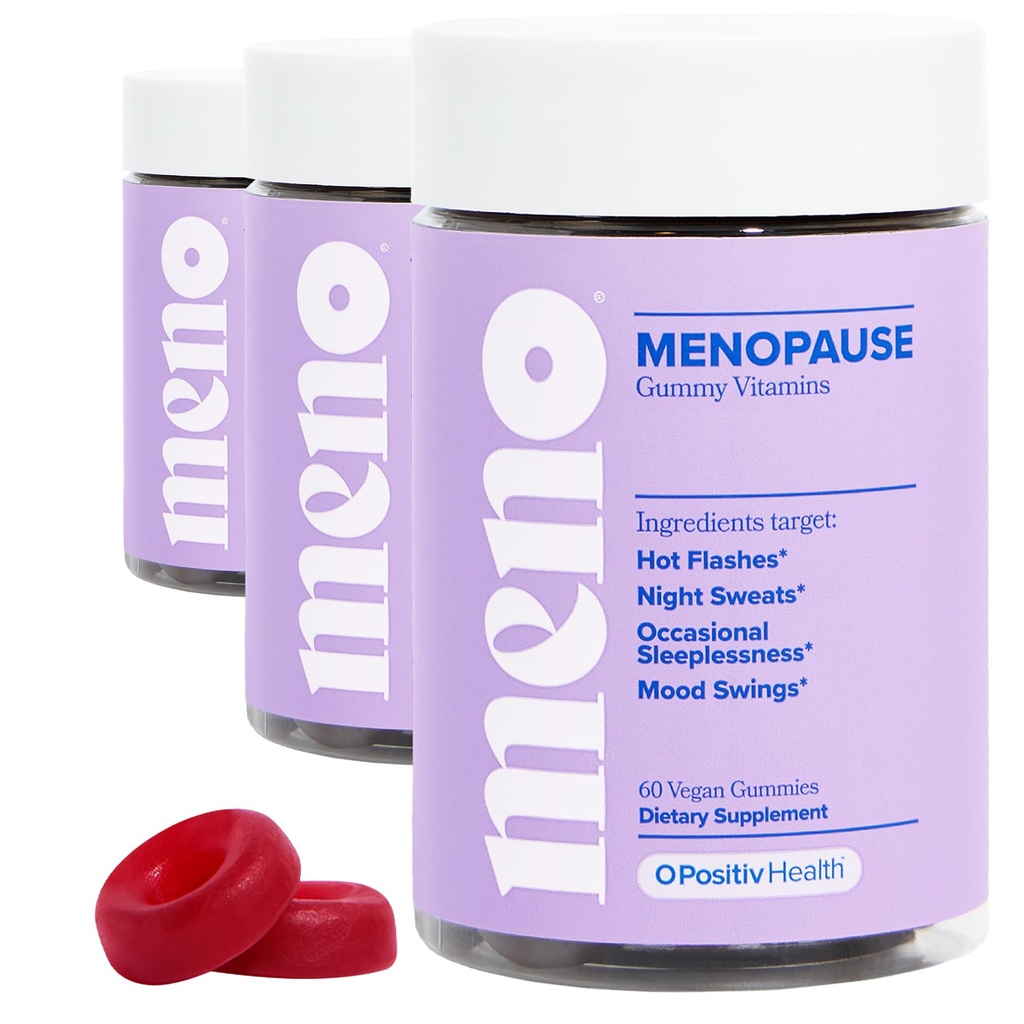 O Positiv MENO Gummys for Menopause, 30 services (Pack of 3) - 黑科霍什 & Ashwagandha KSM-66 - 帮助减轻热闪光,夜汗, & Mood Swings 女性无忧无忧补充