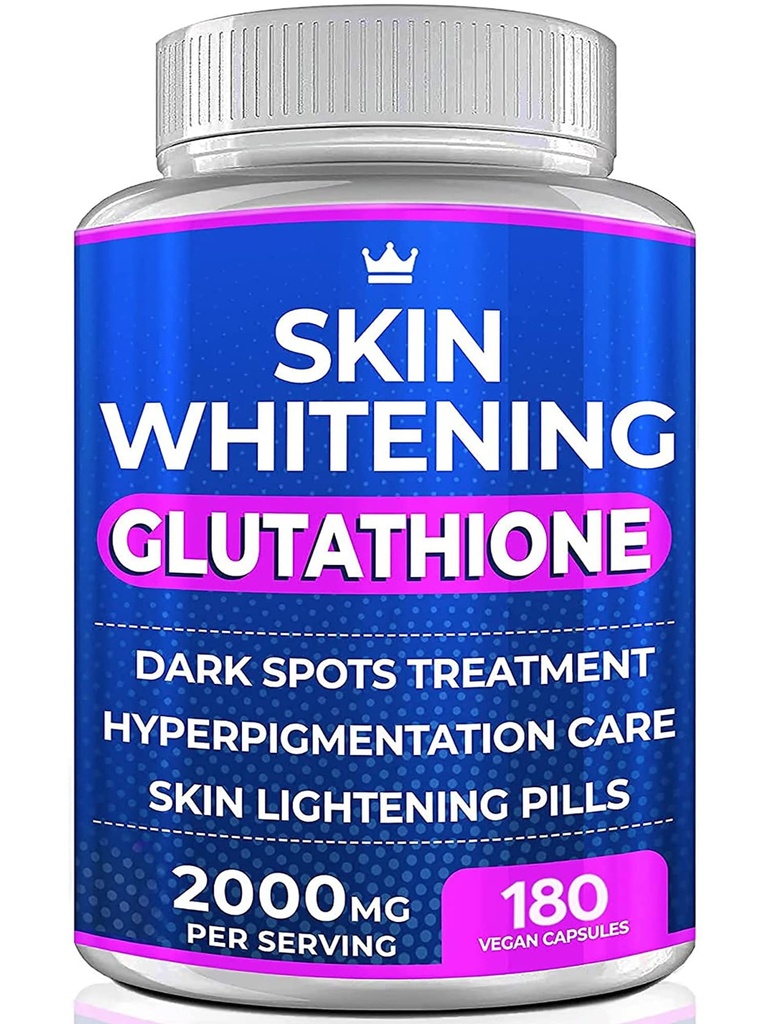 Glutathione Whitening Pills - 180 Capsules 2000mg Glutathione - 有效的皮肤光化补充剂 - 暗斑,Melasma & Acne 刀疤清除器,超兴奋剂治疗 - 抗衰老抗氧化剂