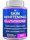 Glutathione Whitening Pills - 180 Capsules 2000mg Glutathione - 有效的皮肤光化补充剂 - 暗斑,Melasma & Acne 刀疤清除器,超兴奋剂治疗 - 抗衰老抗氧化剂