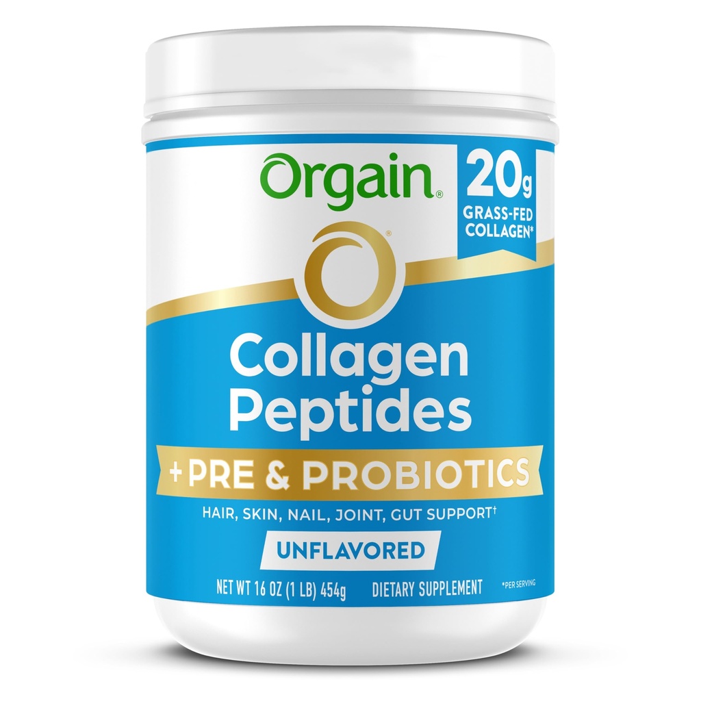 Orgain 水解Collagen Peptides + 女性和男性的先生和亲生药粉, 20g 草药Collagen, 1亿 CMU - 支持消化剂, 发型, 皮肤和联合健康, 非GMO, I & III, 1lb