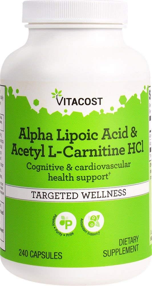 Vitacost Alpha Lipoic Acid & Acetyl L-Carnitine HCl -- 1,600毫克每服 -- 240卡普尔,由Vitacost Brand公司制作