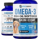 Omega 3 Fish Oil for Dogs - Salmon Oil for Dogs - 狗鱼油补充剂 可能帮助 Shedding,过敏,Itch Relief - 支持干皮,Jus - 狗皮和煤补充剂 - 90 Fish Oil Pills EPA DHA