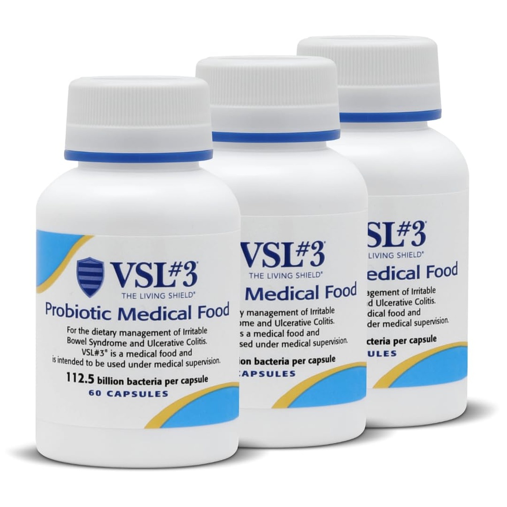 VSL #3® 消化卫生的抗生素,IBS和UC症状 - 112.5B CFUs, 高概率, 多排, 活体, 冷冻的抗生素, 供男性和女性的古特健康支持的医用食品, 180 Capsules