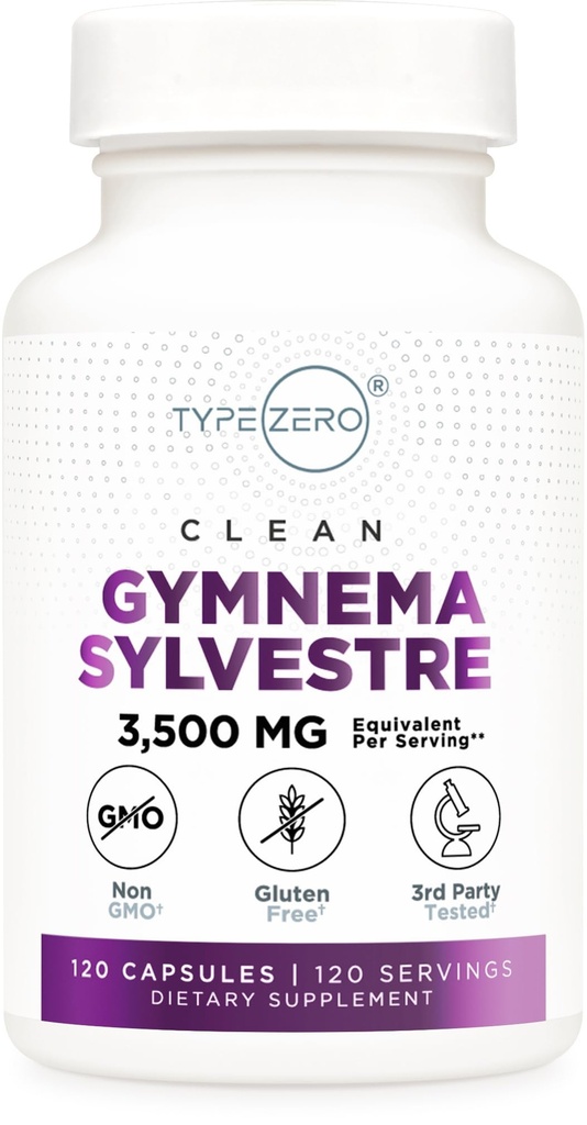 型号为Zero Clean Gymnema Sylvestre Capsules(120架服役,3500MG等效) - 非GMO,Gluten Free
