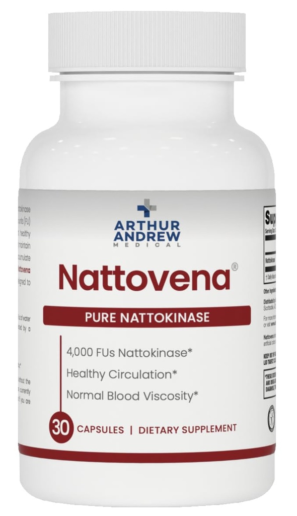Arthur Andrew Medical - Nattovena,纯纳托基纳酶,循环与心脏健康,Vegan,N-GMO,30 Capsules