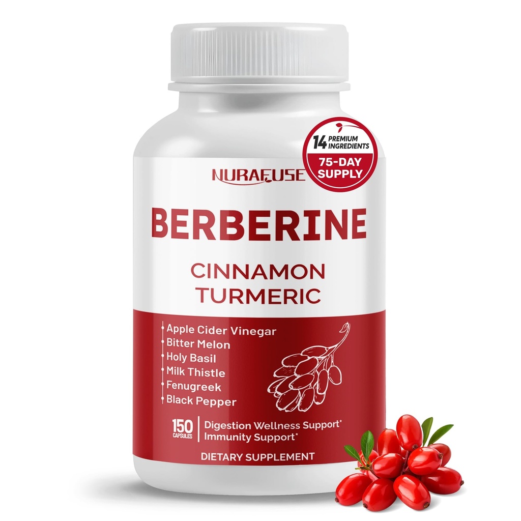 Berberine 14-in-1 与锡兰肉桂苹果 苹果 苹果 苹果 苹果 葡萄酒 葡萄酒 葡萄酒 葡萄酒 Melon Holy Basil Milk Thetle Fenugreek Gymnema Banaba - 在美国制造