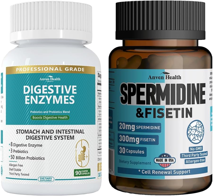 800mg 男女消化酶 + Spermidine & Fisetin 补充 - 20mg 98% Spermidine 3HCL