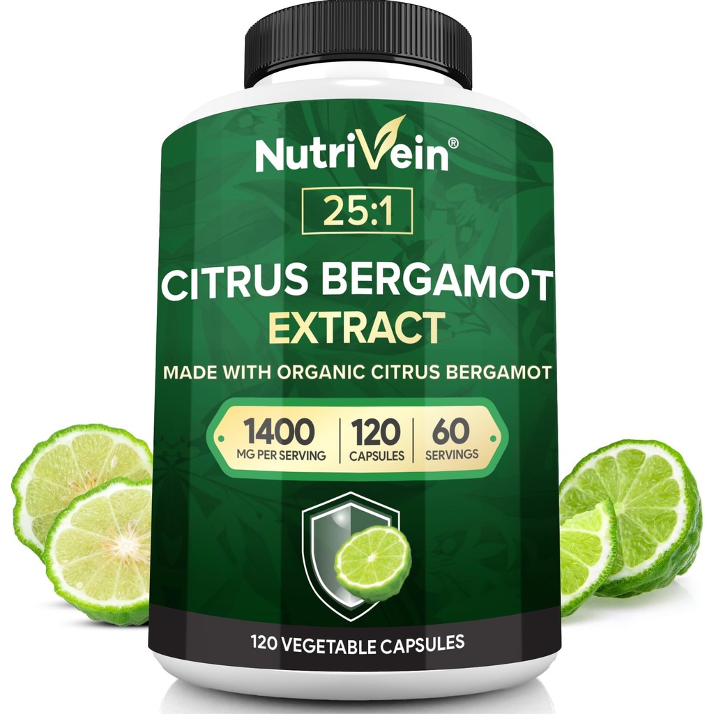 营养素 Premium Citrus Bergamot 补编 1400mg 25:1 Bergamia 提取 - 60天供应(120卡普勒斯): 强大的意大利 Citrius Bergamot 1400 mg+ 高浓度 - 心脏和循环系统