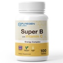 Puregen Labs Super B Energy Complex with Vitamin C - Immune Health, Energy & Nervoous System Support - 非GMO, Gluten-Free 100 蔬菜片